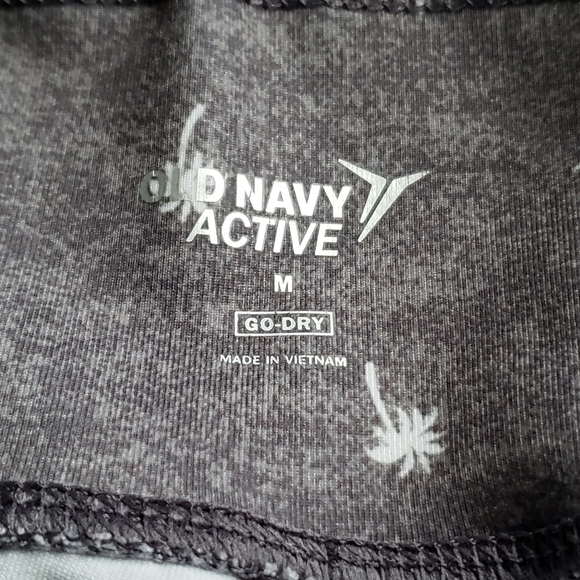 Old Navy Active Go Dry High Rise Drawstring Crop Leggings Gray Palm Tree Print M - Picture 11 of 11